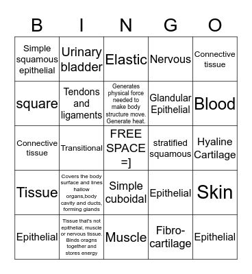 Tissue BingO Card