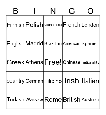 the World Bingo Card