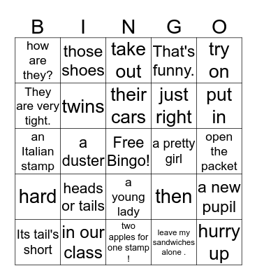3L1-L31-40 Bingo Card