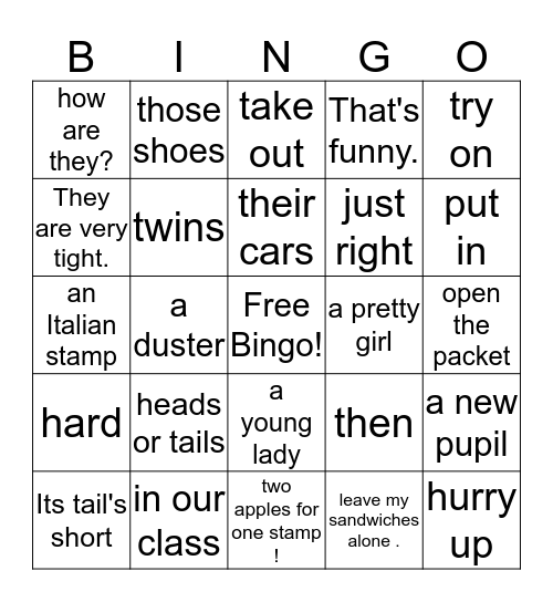 3L1-L31-40 Bingo Card