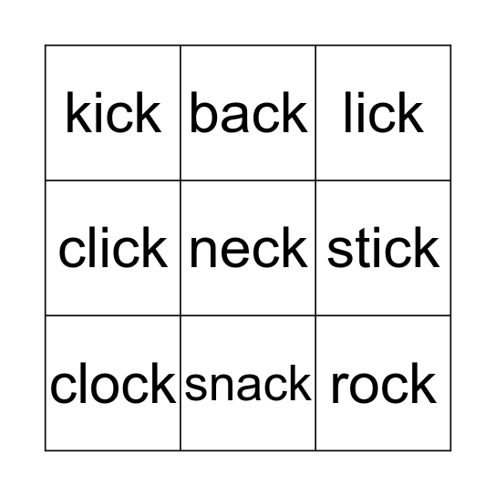 ck Bingo Card