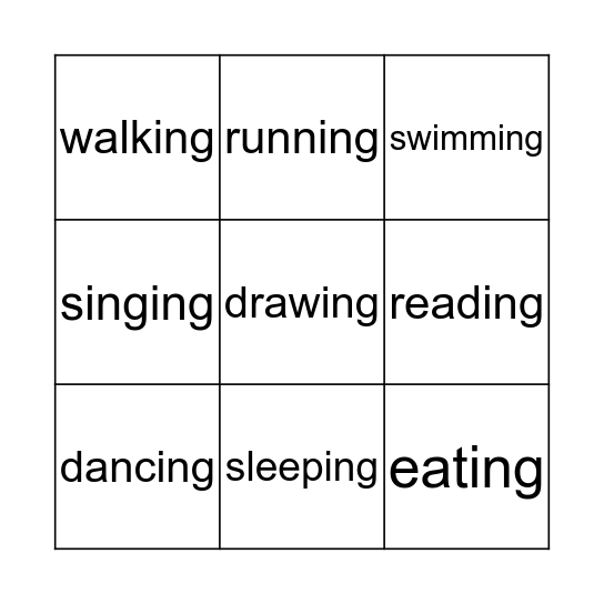 Doing Things! Bingo Card