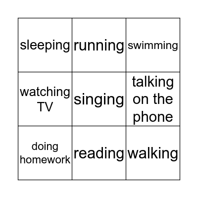 Doing Things! Bingo Card