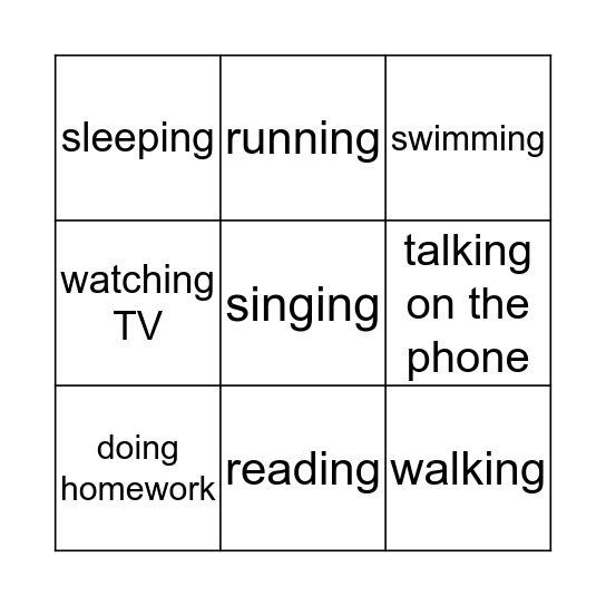 Doing Things! Bingo Card