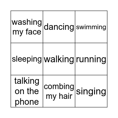 Doing Things! Bingo Card