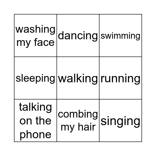 Doing Things! Bingo Card