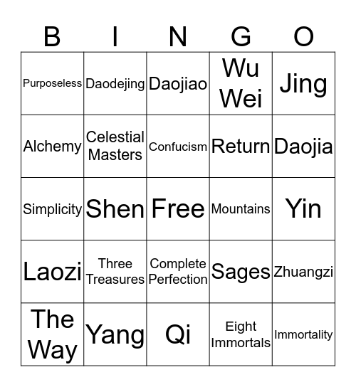 Daoism Bingo Card