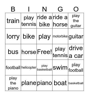 Unit9&Unit10 Bingo Card