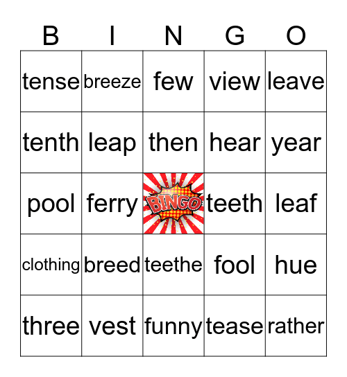 UNIT 44 Review PRONUNCIATION Bingo Card