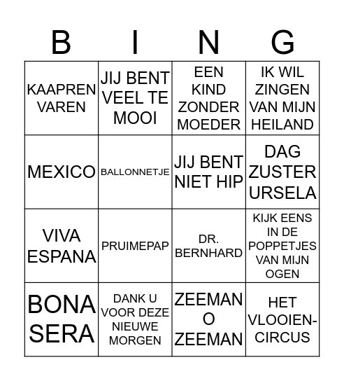 27 APRIL Bingo Card