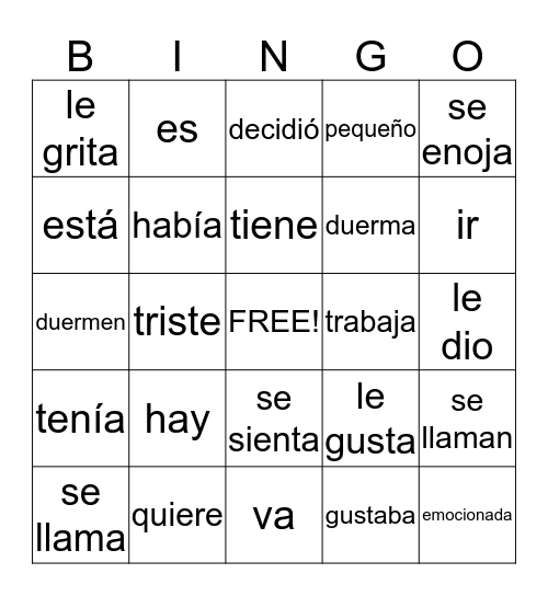 QMA Pobre Ana capitulos 1-3 palabras importantes Bingo Card