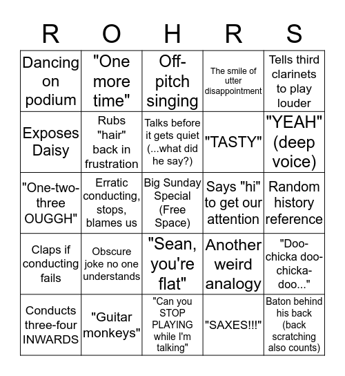 Rohrs Bingo Card