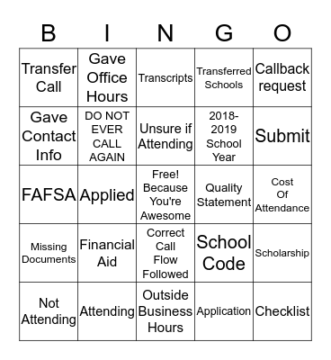 SLEC Training Bingo Card