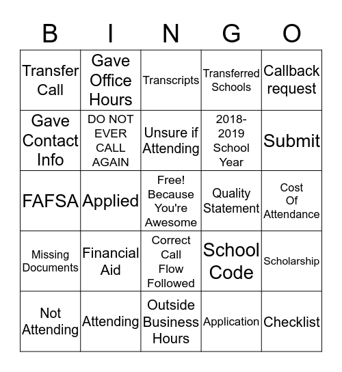 SLEC Training Bingo Card