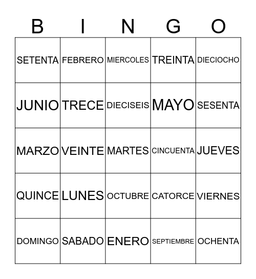 PRACTICA Bingo Card