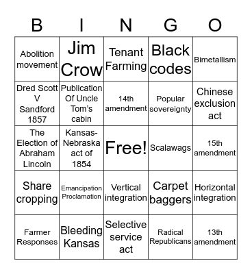 EOC REVIEW Bingo Card