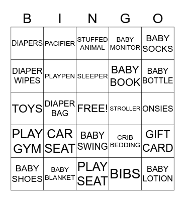 Baby Bingo Card