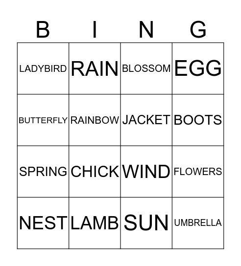 SPRING BINGO Card