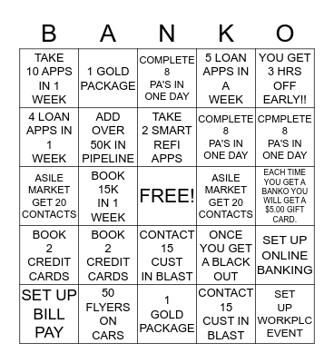 BANKO Bingo Card