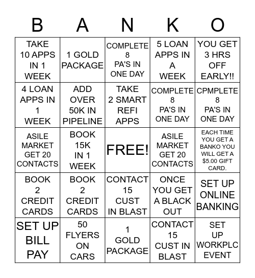 BANKO Bingo Card