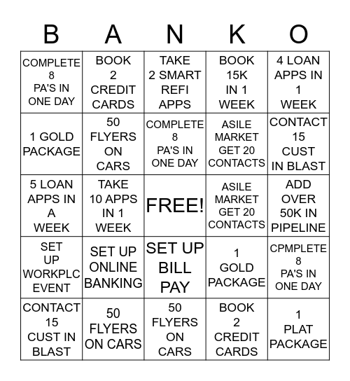 BANKO Bingo Card