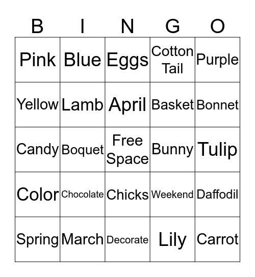 Easter Bingo  Bingo Card