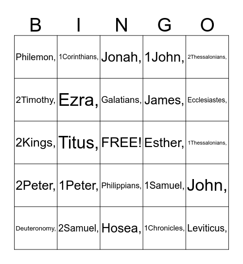 Bible Bingo Card