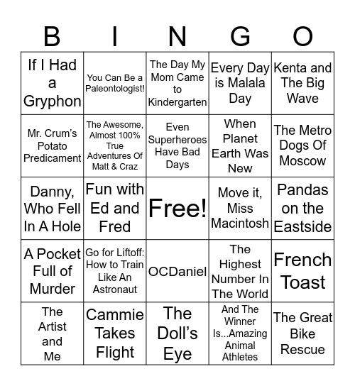 Book Bingo Card