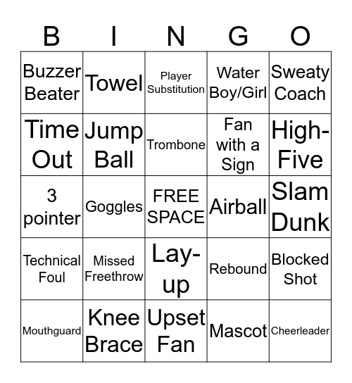 Basketball Bingo  Bingo Card