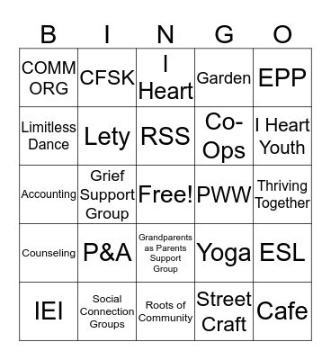 SBCC Thrive LA Bingo Card