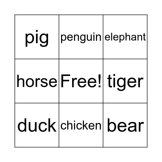 Nature Bingo Card