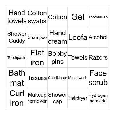 What's in the Bathroom? Bingo Card