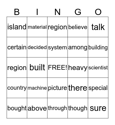 ANNIE and JOSH 2nd Grade Sight Words Bingo Card