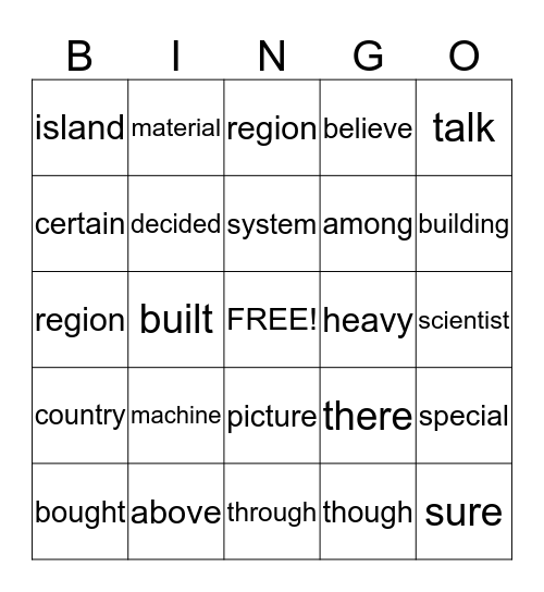 ANNIE and JOSH 2nd Grade Sight Words Bingo Card