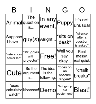 DTL Bingo Card