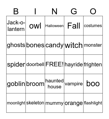Halloween Bingo Card