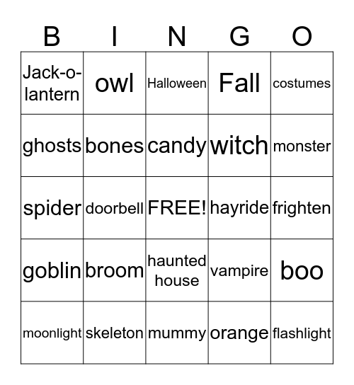 Halloween Bingo Card