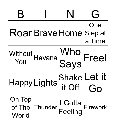 Which Song Is It? Bingo Card