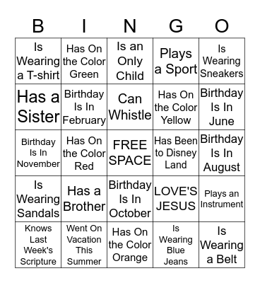 Who Do You Know Bingo Card