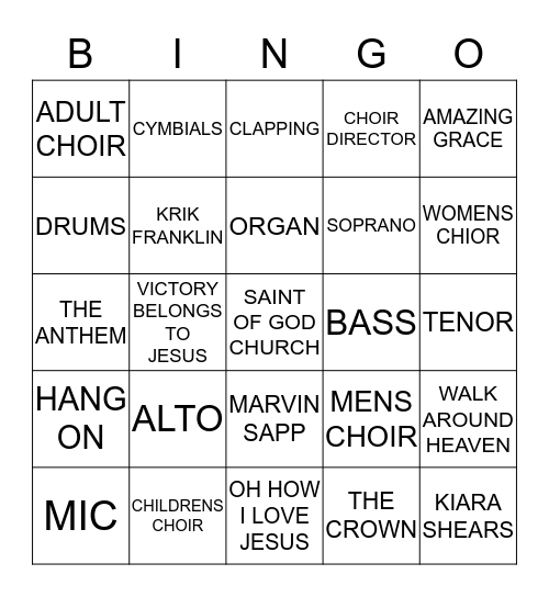 MUSIC BINGO  Bingo Card
