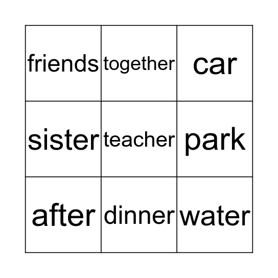 Tibor's Spelling Words Bingo Card