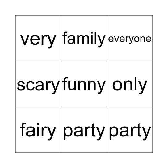 'y' like in pony Bingo Card