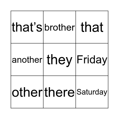 'th' and 'ay'  Bingo Card