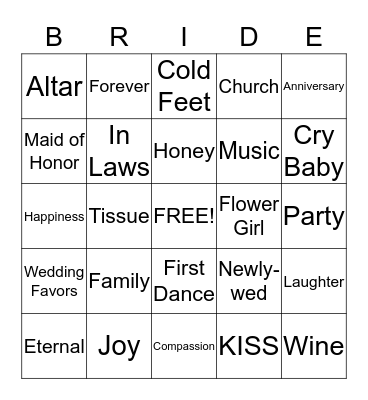 BRIDAL BINGO Card