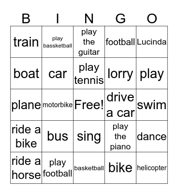 at the funfair Bingo Card