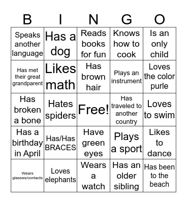 Find someone who... Bingo Card