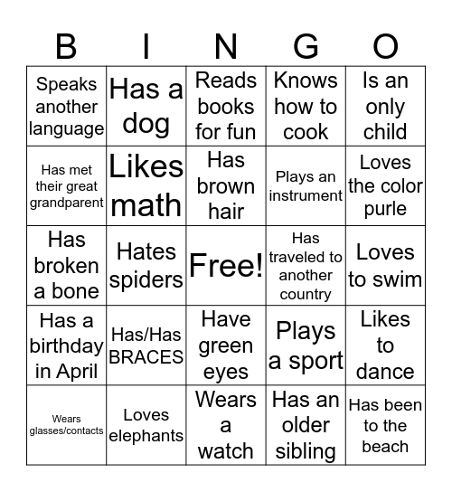 Find someone who... Bingo Card