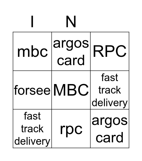 ARGOS Bingo Card