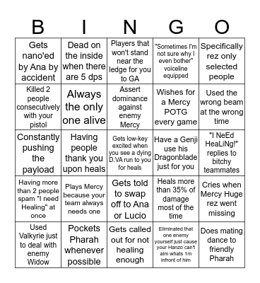 Mercy Main Bingo Table Bingo Card