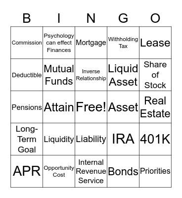 BM 151 Session 2 Bingo Card
